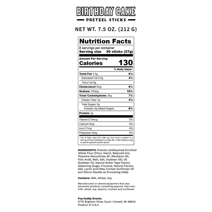 Pop Daddy Birthday Cake Pretzels 7.5oz