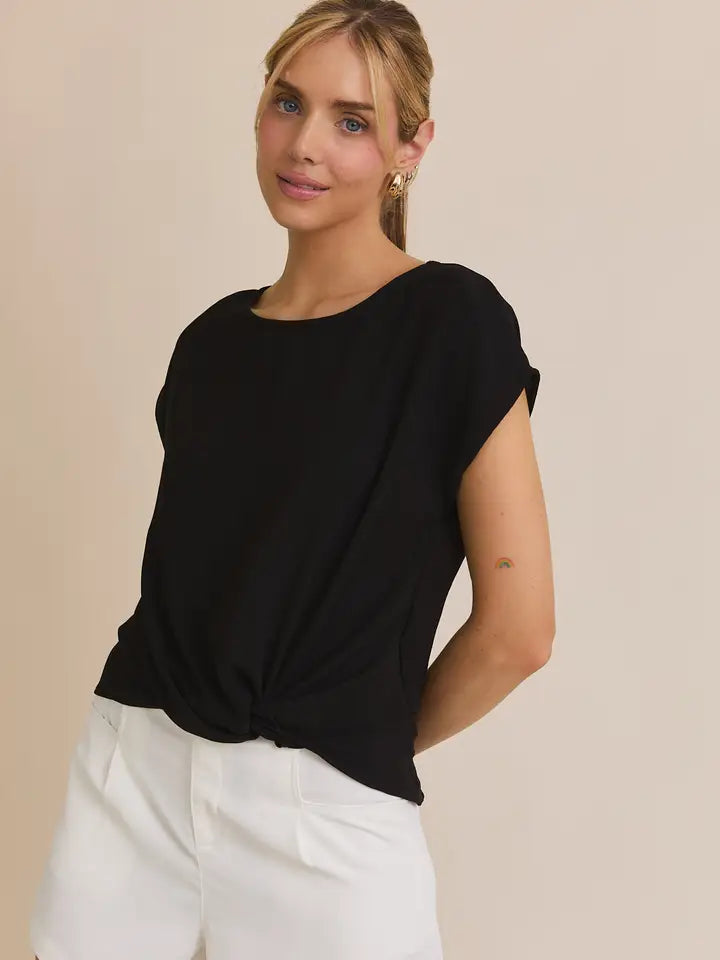 Black top with knot front detail