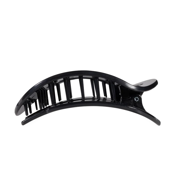 Teleties Flat Round Hair Clip- Black Polka Dot Party