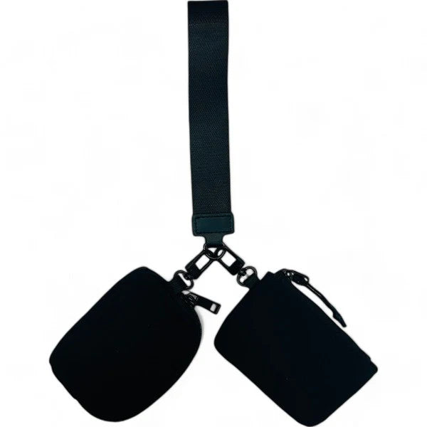 black dual pouch wristlet
