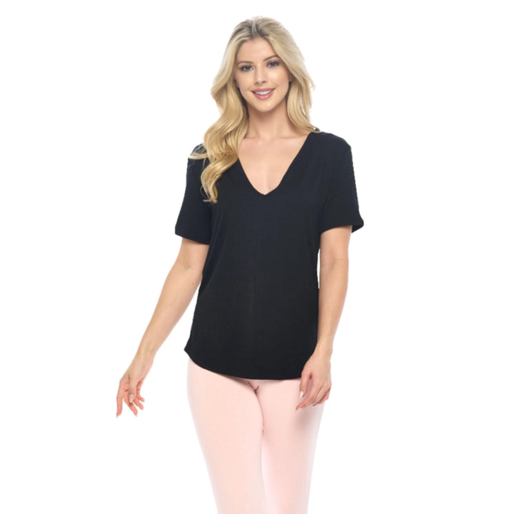 Black V-Neck Cotton Modal T Shirt