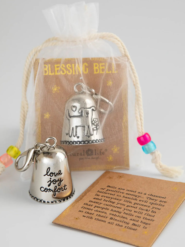 Silver bell charm with &
