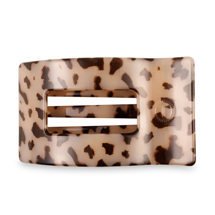 beige and brown flat rectangle hair clip