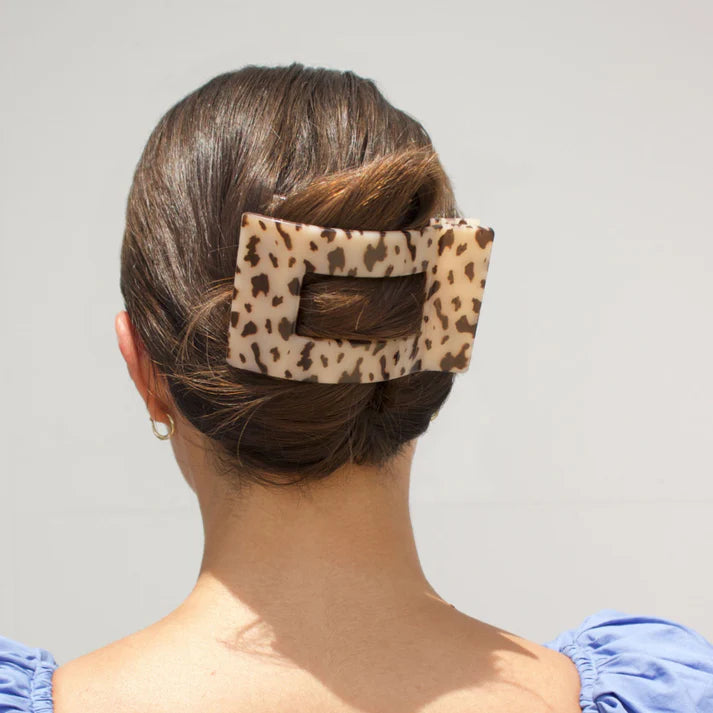 Teleties Flat Rectangle Hair Clip- Blonde Tortoise