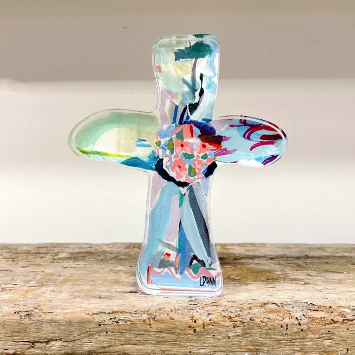 Lauren Dunn- Blue Everlasting Love Acrylic Cross