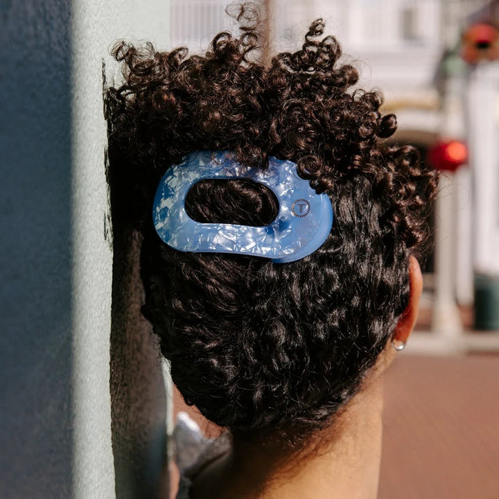 Teleties Flat Round Hair Clip- Blue Lagoon