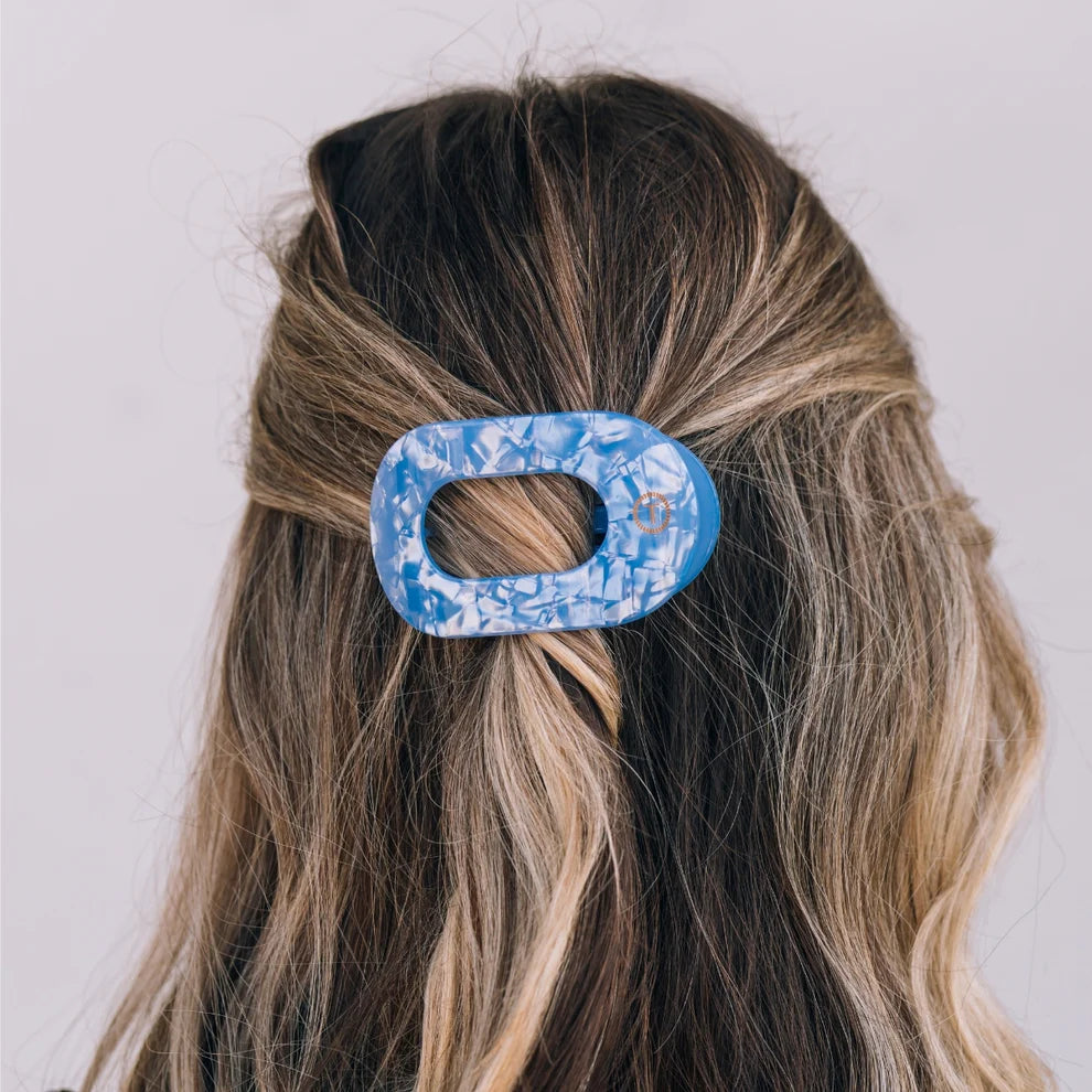 Teleties Flat Round Hair Clip- Blue Lagoon