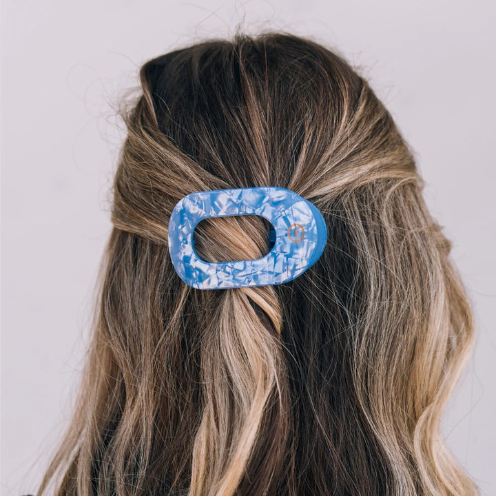 Teleties Flat Round Hair Clip- Blue Lagoon