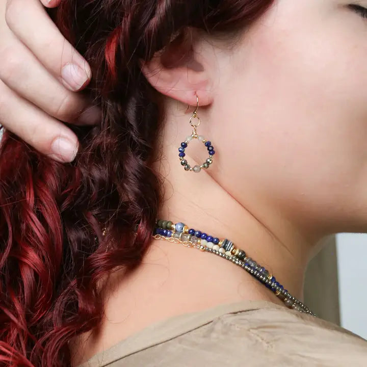Blue Moon Lapis Hoop Earrings
