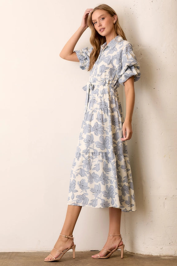 Kira Floral Print Maxi Shirt Dress