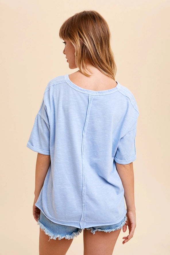 Short Sleeve V-Neck in Powder