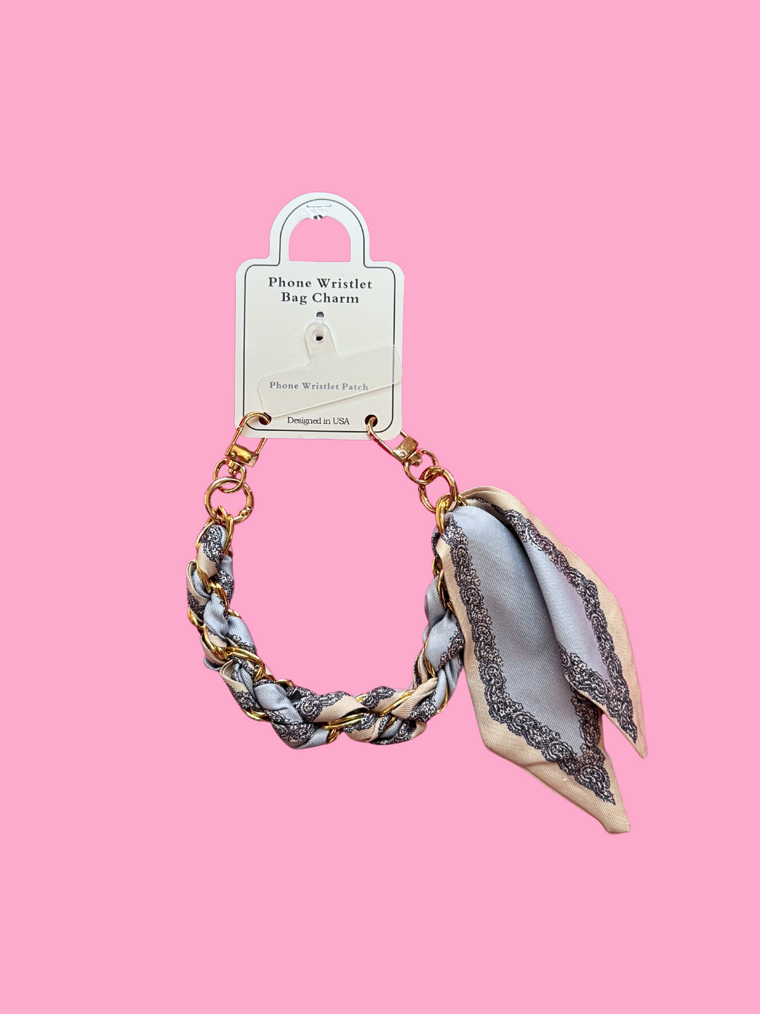 blue silk scarf keychain