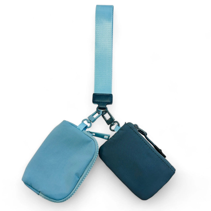 blue and navy blue wristlet