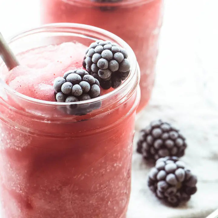 wine slush in a jar with blackberries