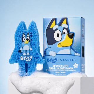 Blue soap sponge shaped like a dog
