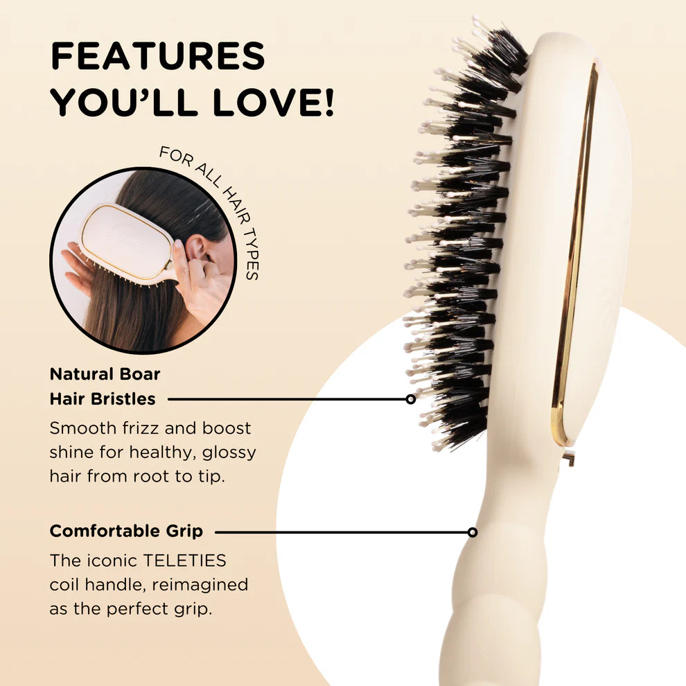Teleties Boar Bristle Hairbrush- Pinch Me!