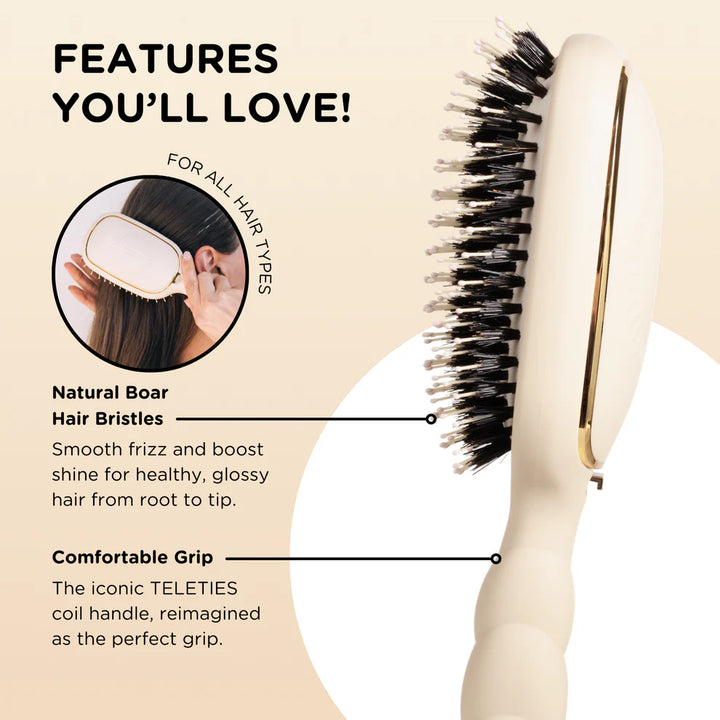 Teleties Boar Bristle Hairbrush- Tide &amp; True