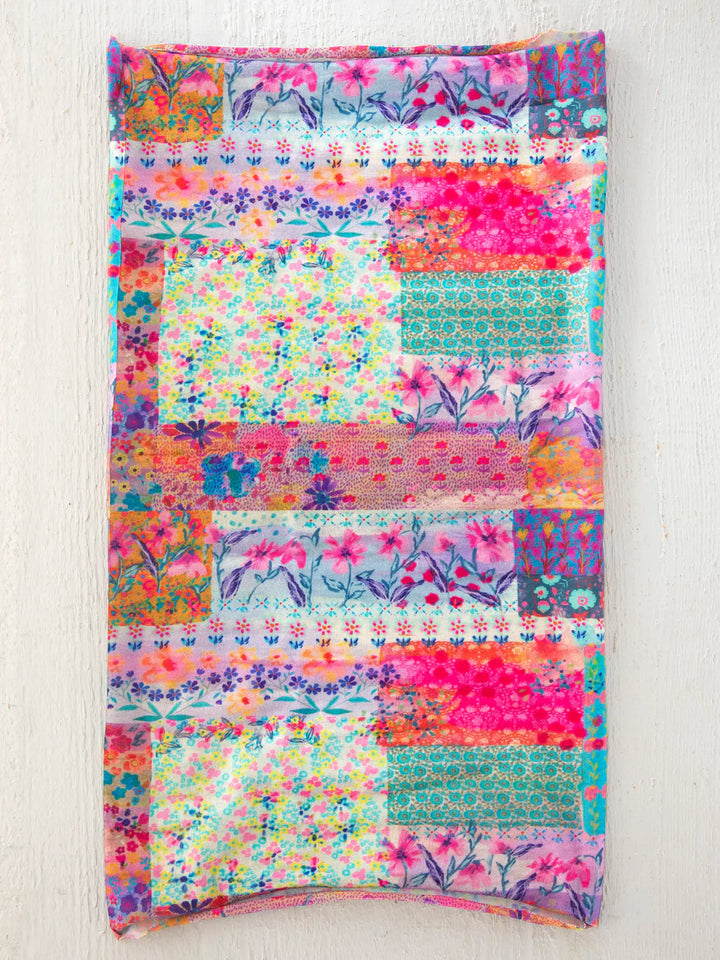 Full Boho Bandeau Headband in Pink Watercolor Patchwork