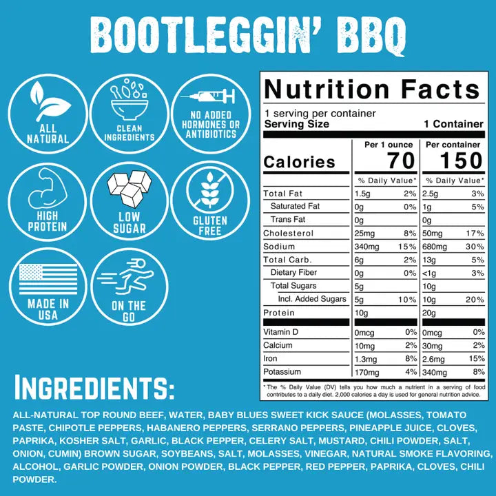 Bootleggin' BBQ Beef Jerky 2oz