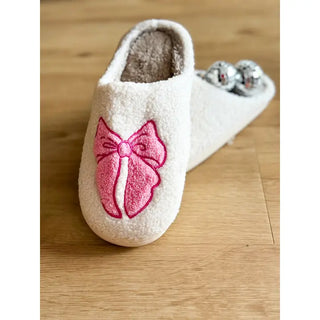 Coquette Bow Slippers in Pink