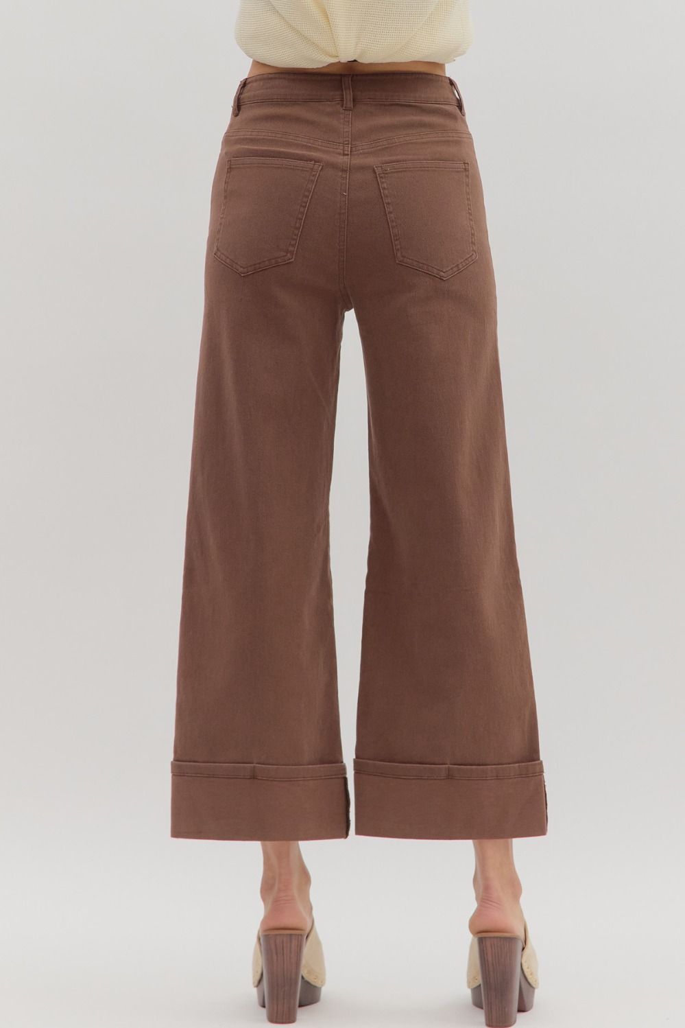 Mid-Rise Cropped Colored Denim in Brown