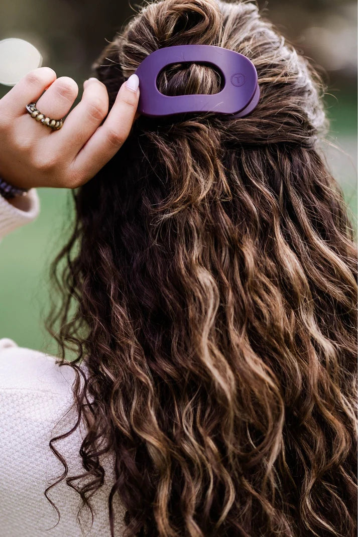 Teleties Flat Round Hair Clip- Burgundy Bliss