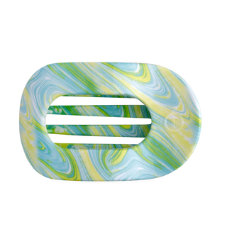 Marbled blue and green soap dish on a white background