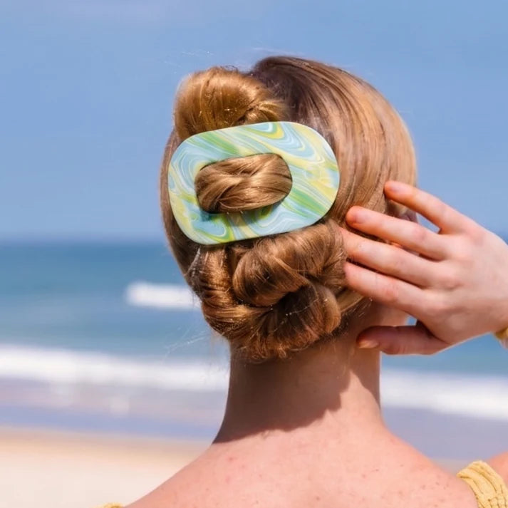 Teleties Flat Round Hair Clip- By the Sea Shore