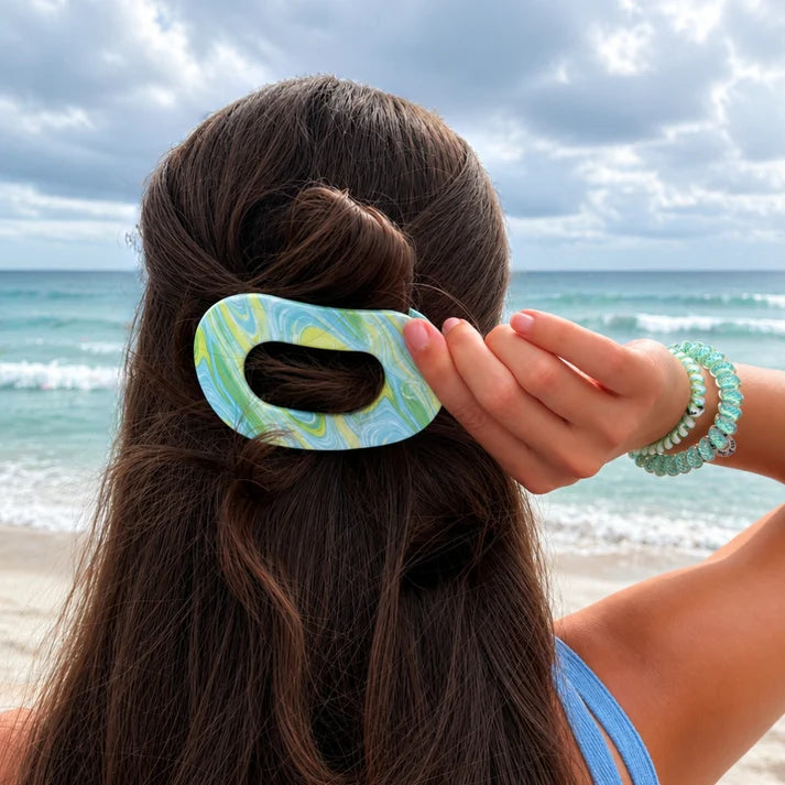 Teleties Flat Round Hair Clip- By the Sea Shore