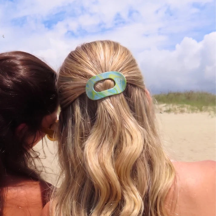 Teleties Flat Round Hair Clip- By the Sea Shore