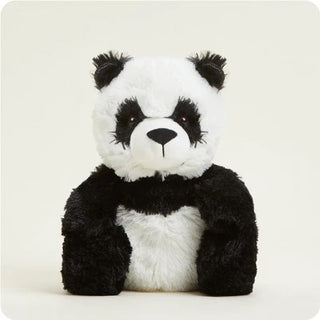 black and white panda plush toy on white background