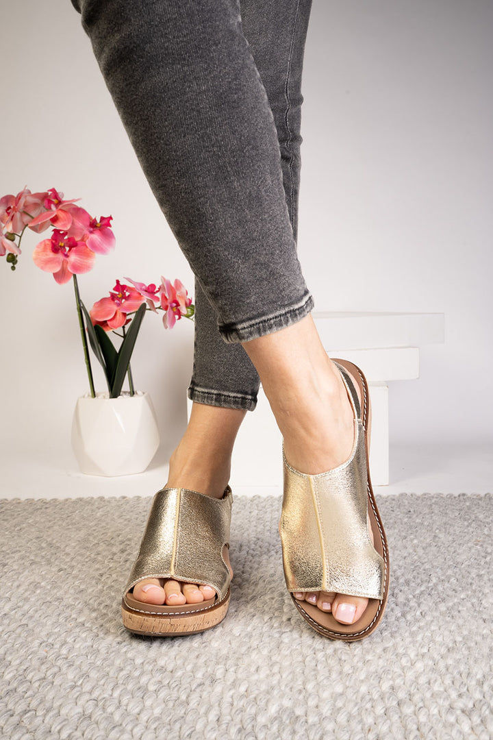 Corkys Volta Wedge in Gold Crinkle Metallic