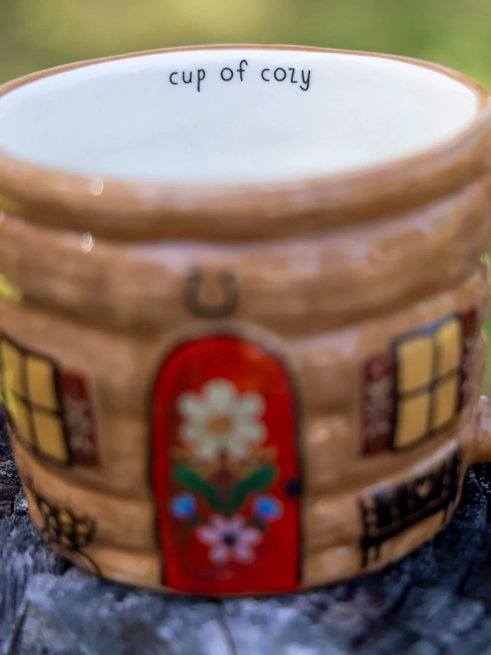 Lidded Mug- Cup of Cozy Cabin