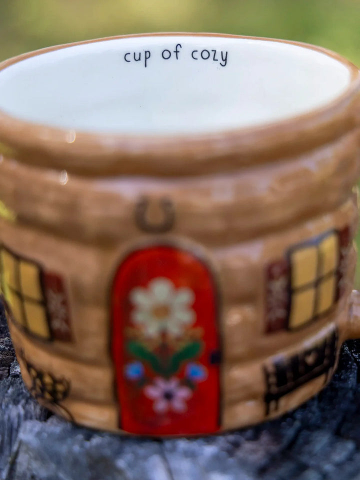 Lidded Mug- Cup of Cozy Cabin