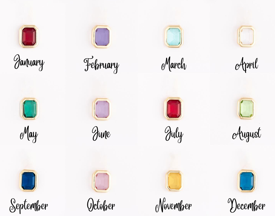 Month-wise gemstones for each month of the year on a white background