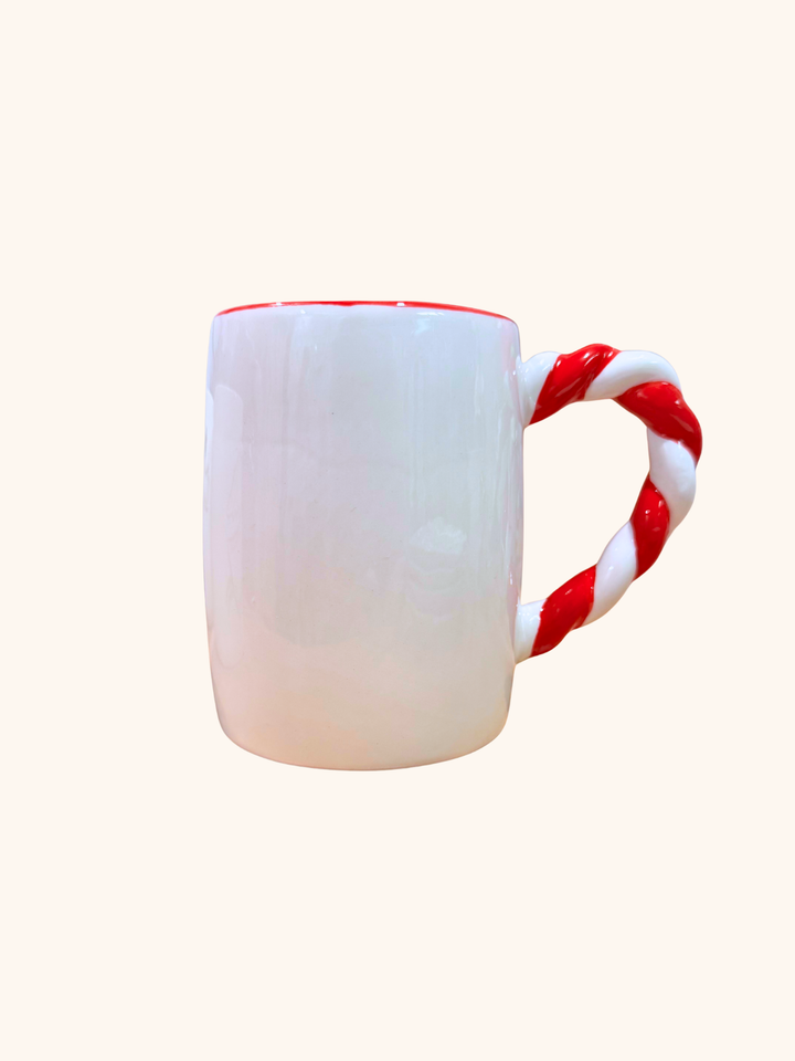 Sculpted Candy Cane Ceramic Mug