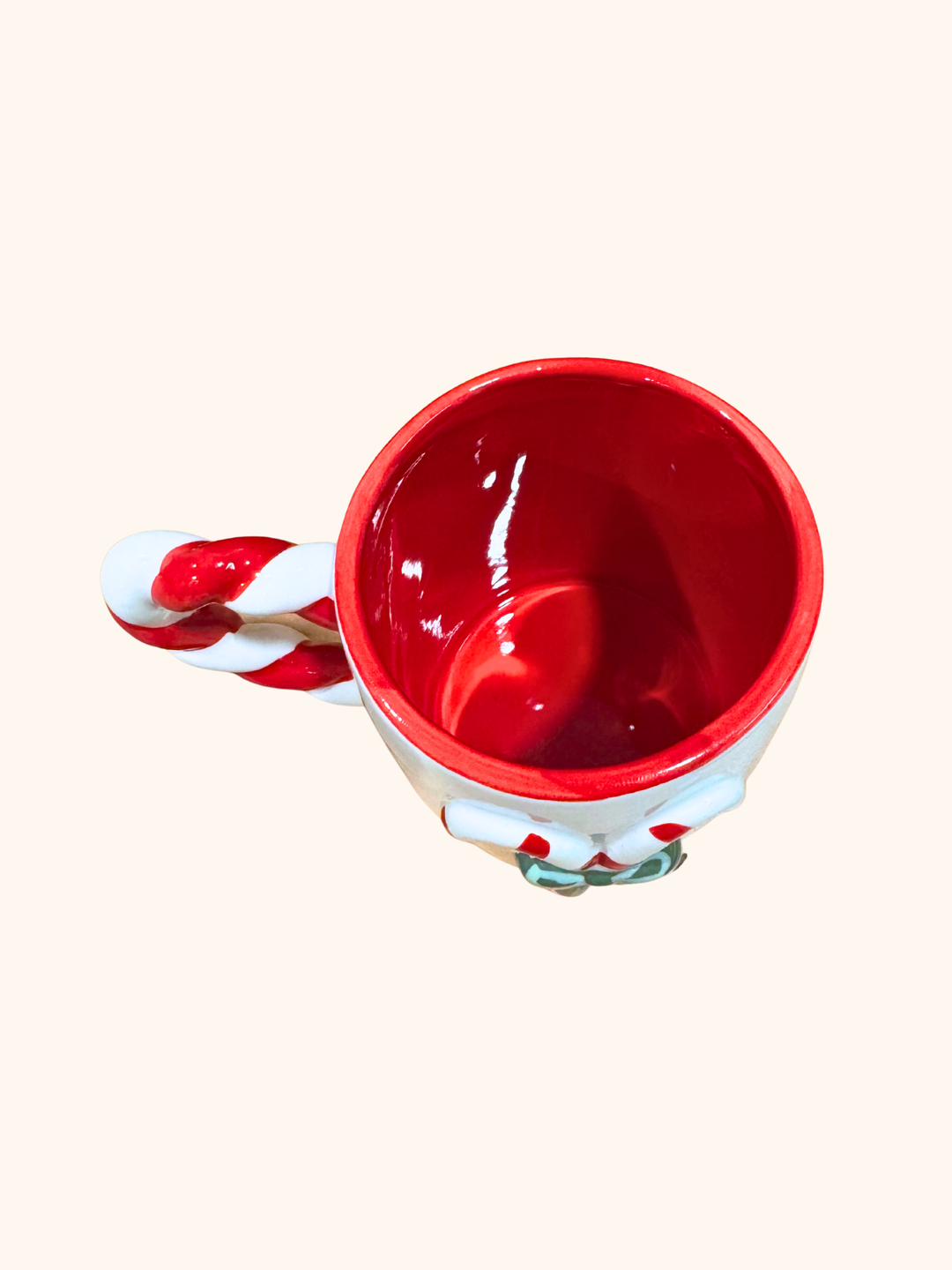 Sculpted Candy Cane Ceramic Mug