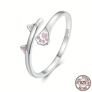 Silver Cat Paw Adjustable Ring