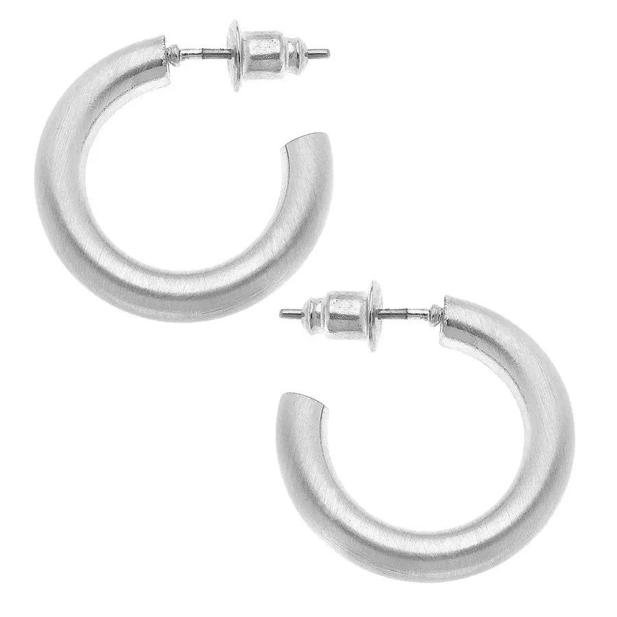 Celia Hoop Earrings in Satin Silver