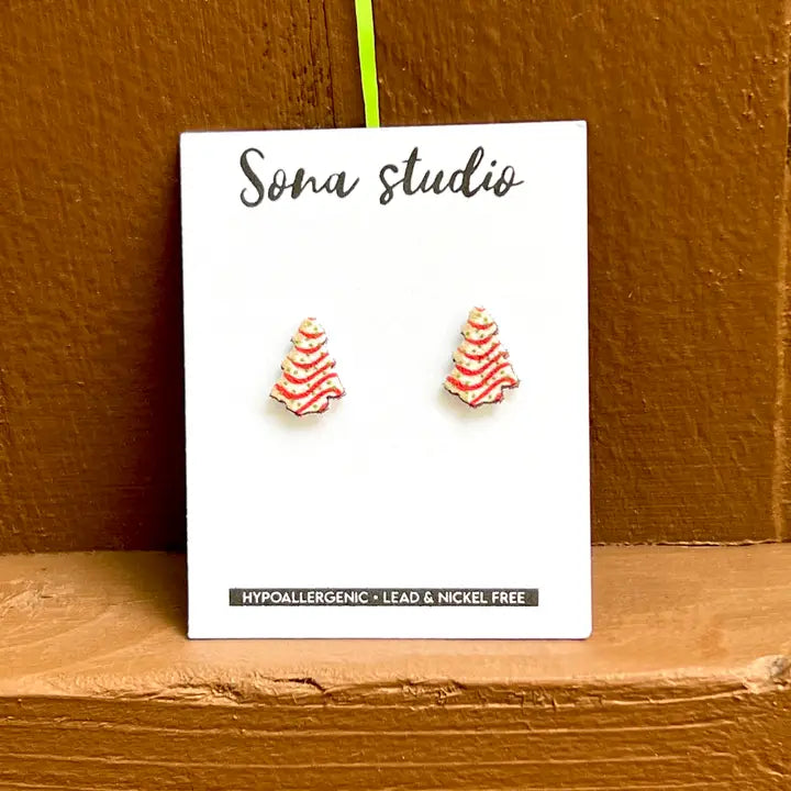 Christmas Tree Cake Earrings
