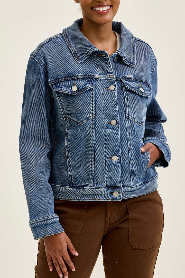 medium wash denim jacket