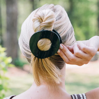 Teleties Flat Circle Hair Clip- Jet Black