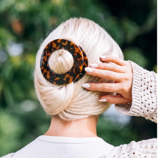 Teleties Flat Circle Hair Clip- Tortoise