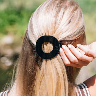Teleties Flat Circle Hair Clip- Jet Black