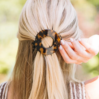 Teleties Flat Circle Hair Clip- Tortoise