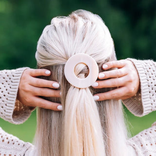 Teleties Flat Circle Hair Clip- Almond Beige