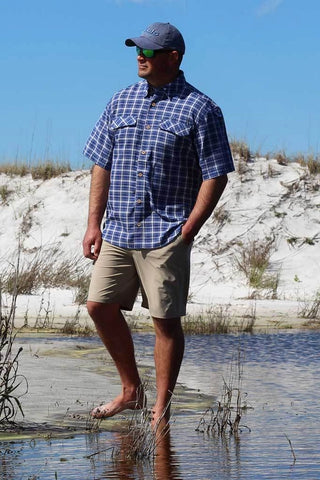 Men’s Coastal Plaid Shirt UPF 30+ in Orange