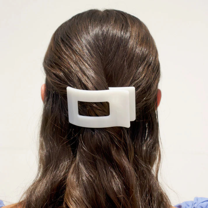 Teleties Flat Rectangle Hair Clip- Coconut White