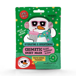 face mask that looks like a snowman wearing sunglasses