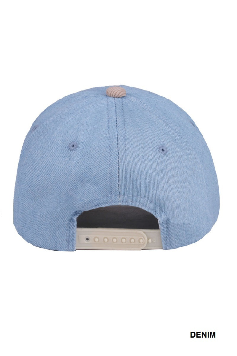 Two Tone Corduroy Cap in Denim